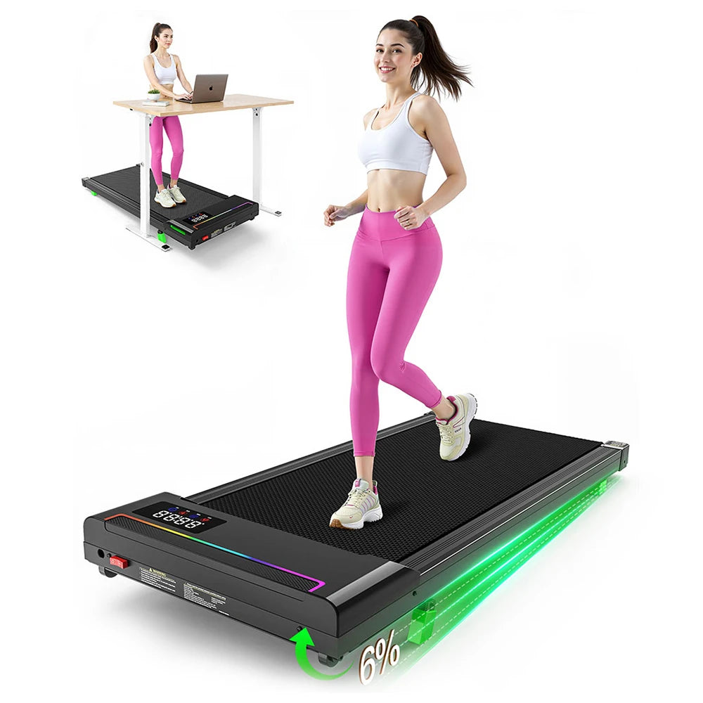 Akluer P03-B Brushless Treadmill, 6% Incline, 2.5HP Quiet Motor, 0.97-6.44km/h, 38x88cm Running Area LED Display & Dual Remote