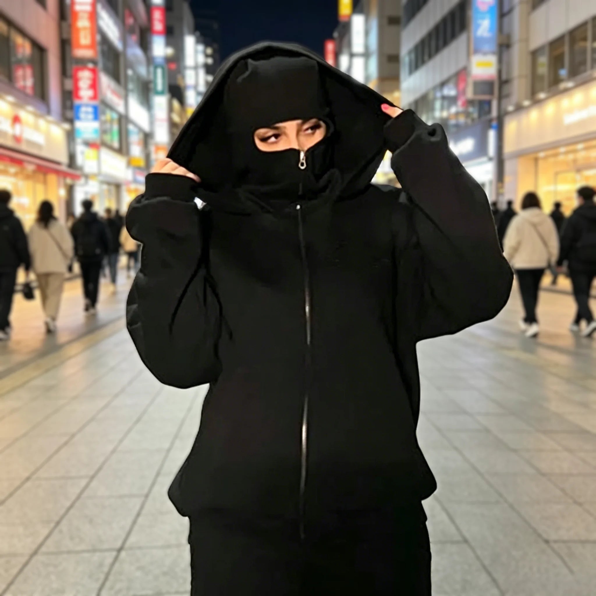 Men's and women's berets - Rock style - Fall/Winter collection - New product - Double-layered hooded sweatshirt - Zipper jacket