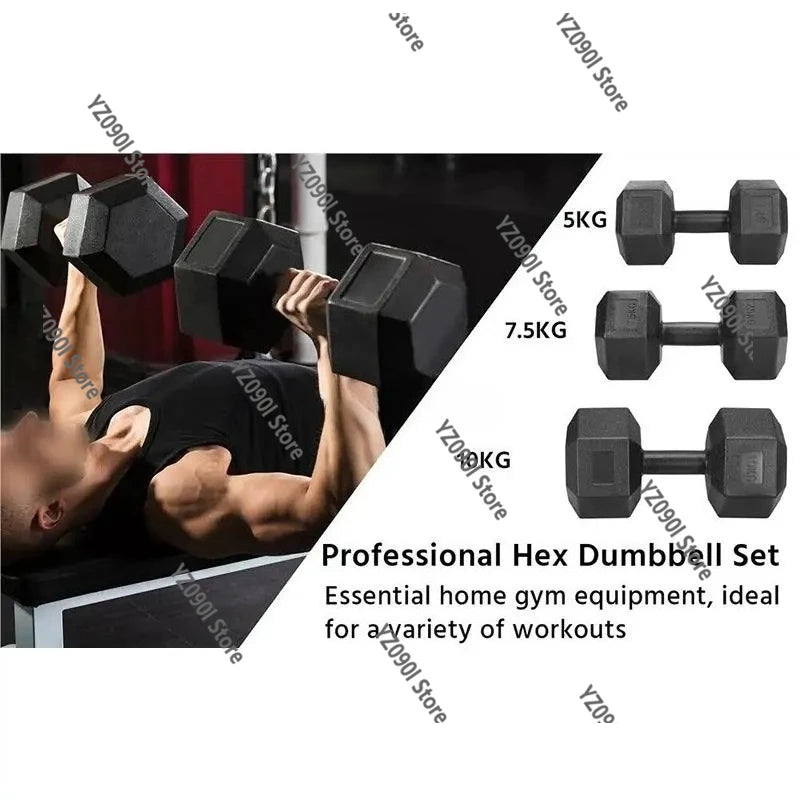 5-10kg Hexagonal Dumbbells Set of 2 Workout Weights for Home Gym Fitness