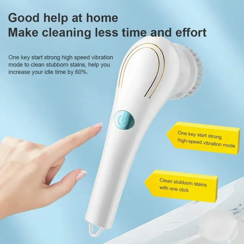 Homefish Five in One Multifunctional Electric Cleaning Brush for Bathroom Washing and Kitchen Cleaning Tools