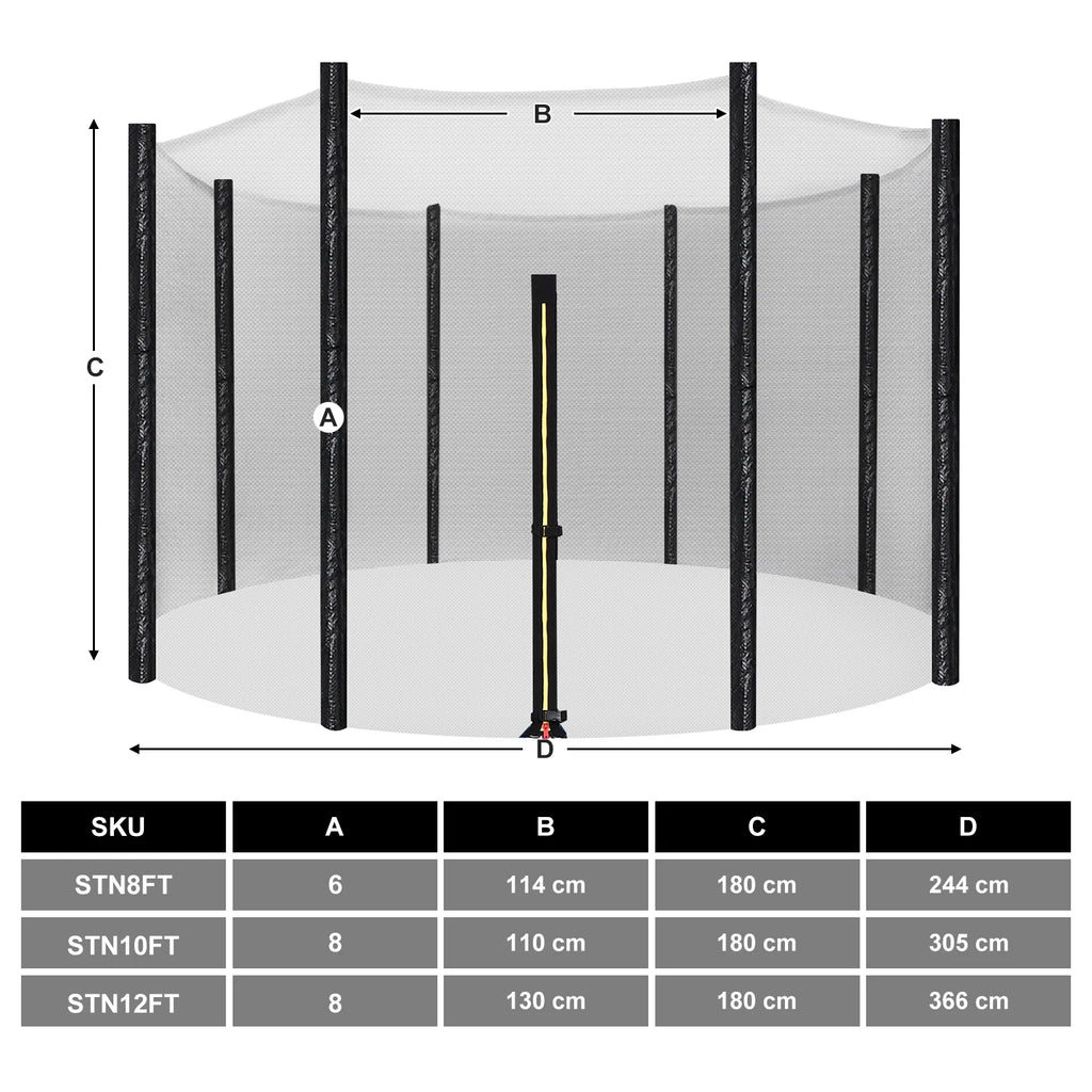 SONGMICS Safety net For Trampoline Replacement net Ø 366cm For 8 Bars Round Protective net For garden Trampoline