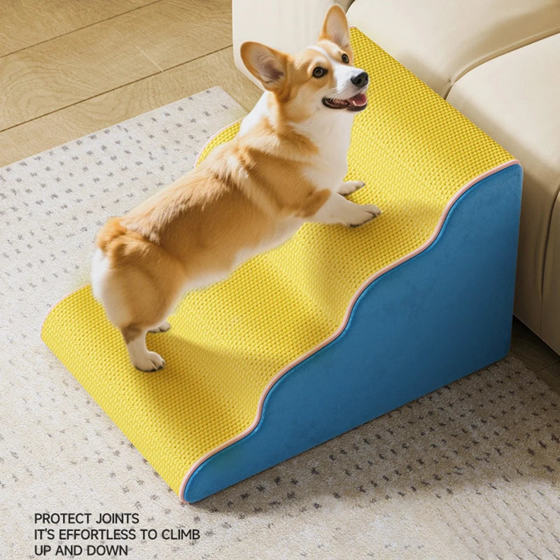 3/4/5 Step Dog Cat Ramp Ladder Pet Stair in Memory Foam Sponge Dogs Sofa Removable Washable Training Pet Ramp Stairs Pet Supplies