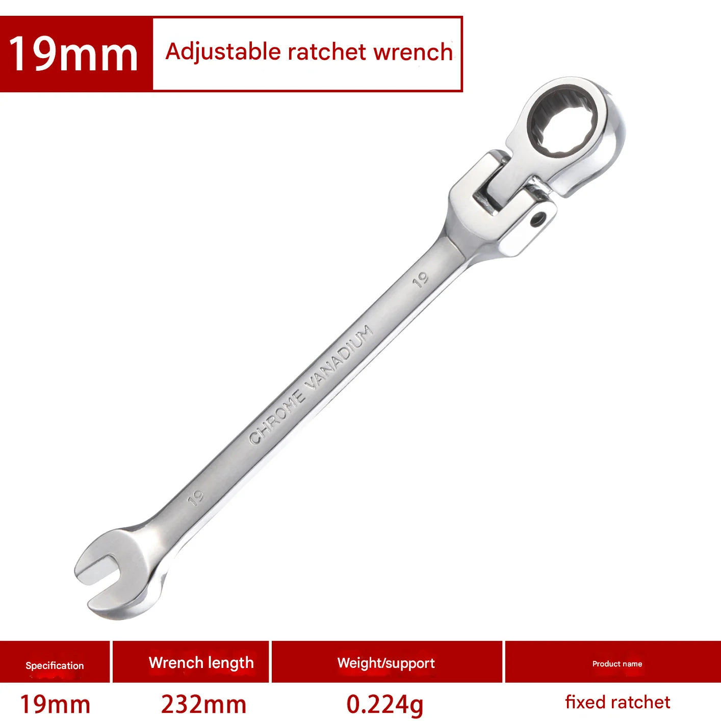 1Pc 72-Tooth Ratchet Wrench Set, Chrome Vanadium Steel, Adjustable Torque for Auto & Heavy-Duty Use