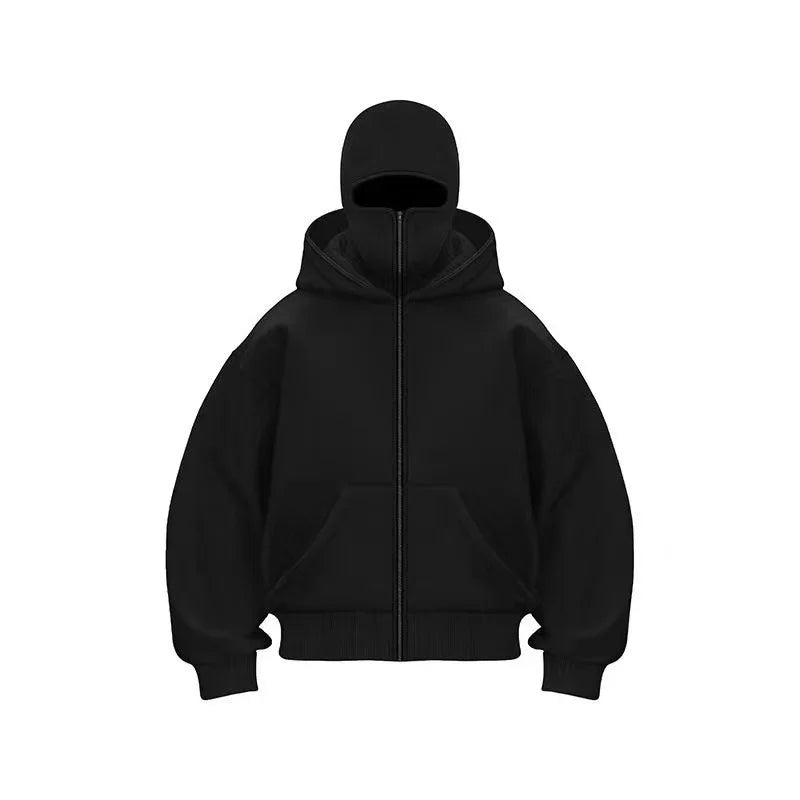Men's and women's berets - Rock style - Fall/Winter collection - New product - Double-layered hooded sweatshirt - Zipper jacket
