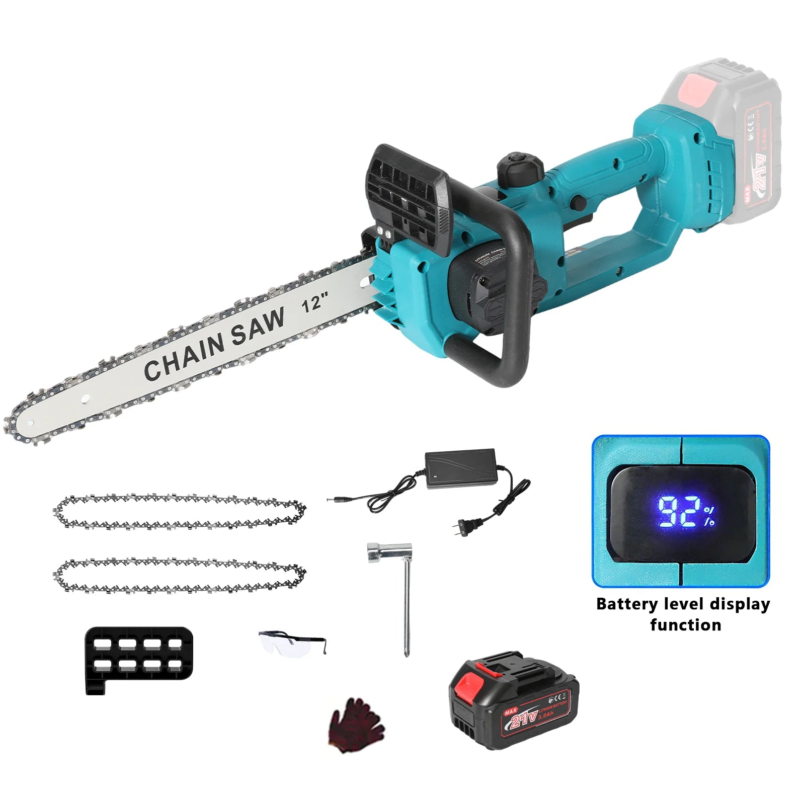 Brushless 16Inch Electric Chainsaw Cordless Pruning Woodworking Power Tool Handheld Garden Cutter For Makita Battery