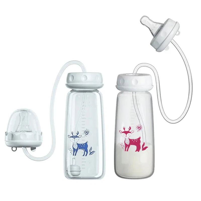 BornBL 6 Month+ 8oz 240ml Hands Free PP Baby Feeding Bottle with Tube Anti-Colic Nursing System, Bpa Free