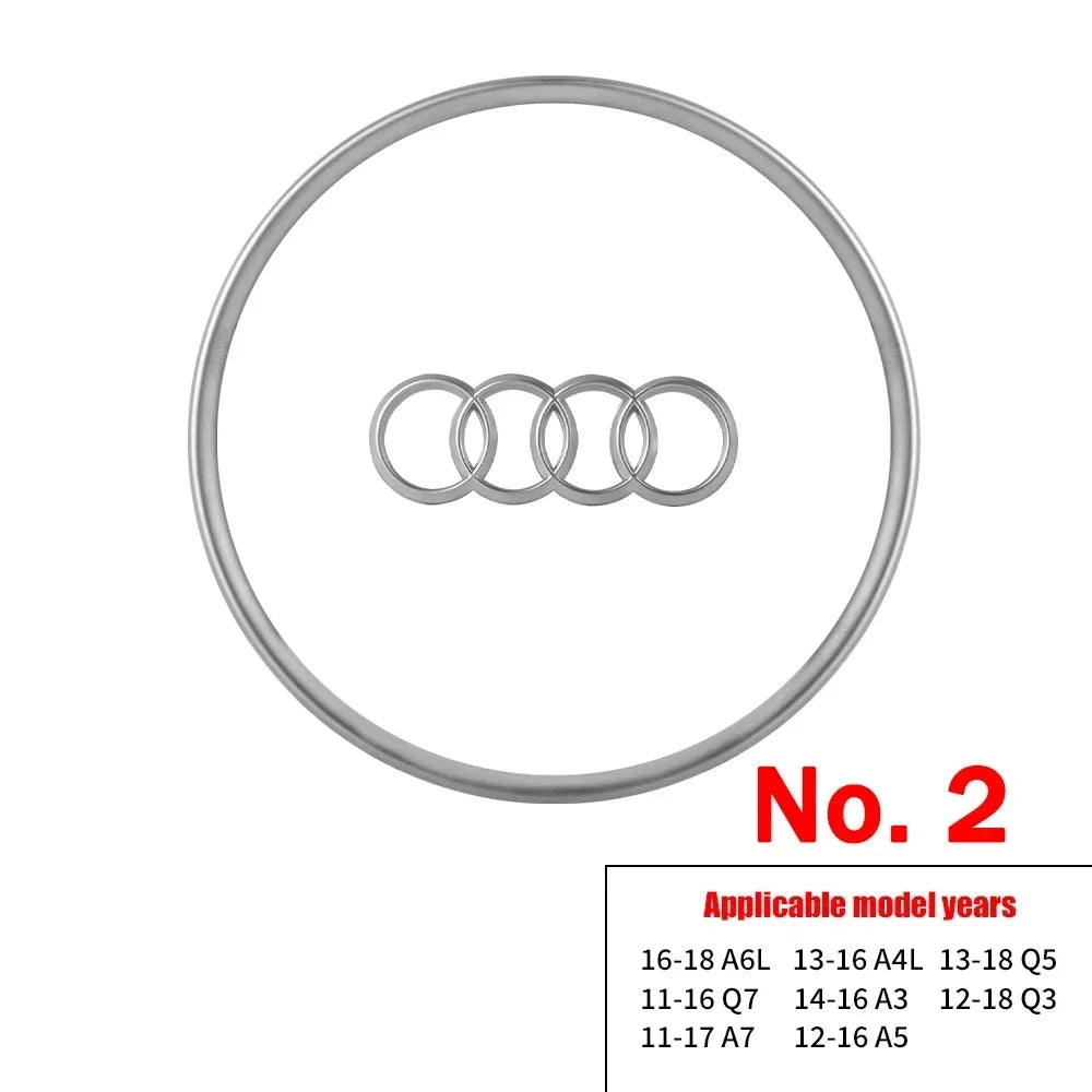 Automobile Steering Wheel Logo Bright Frame Strip Electroplated Car Logo Sticker For Audi A3 A4 B8 8P B9 8V A5 A6 C7 A7 Q3 Q5 Q7