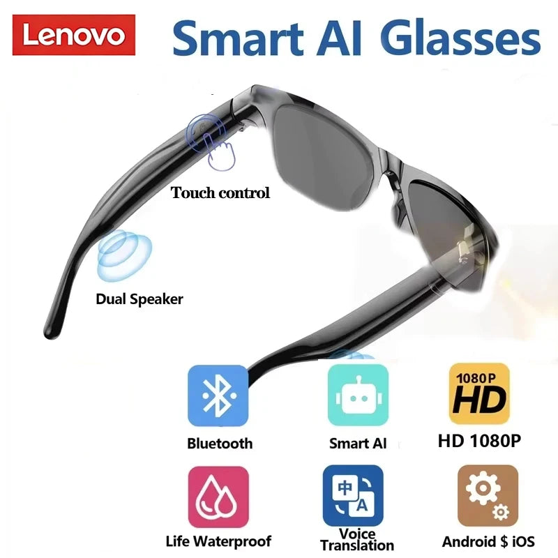 Lenovo 2026 AI Smart Translation Glasses — Bluetooth Calling, Voice Assistant, Touch Controls, HiFi Audio Quality, Audio Glasses