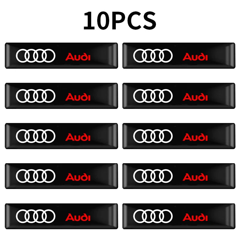 10Pcs Car Styling 3D Epoxy Vinyl Stickers Decals Car Accessories For Audi A6 A3 A4 A5 A6 Q2L Q3 Q5 Q7 Q8 R8 S4 S8 S7 RS5 RS8 RS6