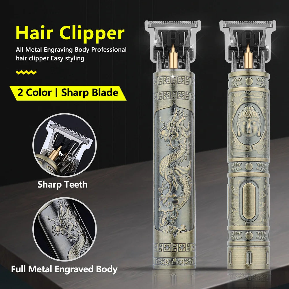 Professional T9 Vintage Hair Trimmer ✂️ – Cordless Electric Clipper for Beard & Precision Trimming