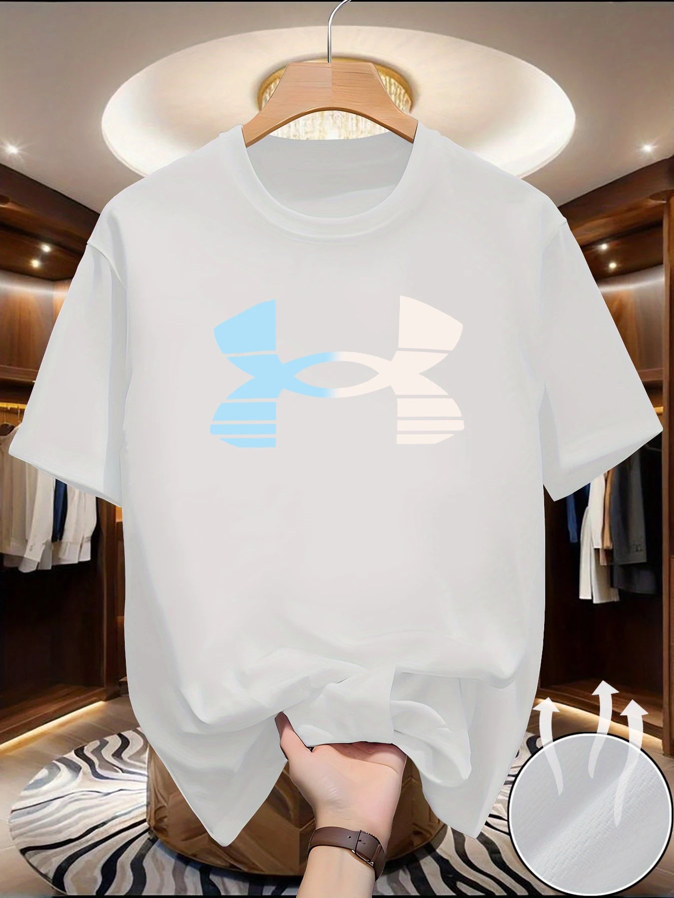 Men's Summer Cotton Breathable T-Shirt Fashion Brand Printed Pattern Long Crew Neck Short Sleeve Casual Tops