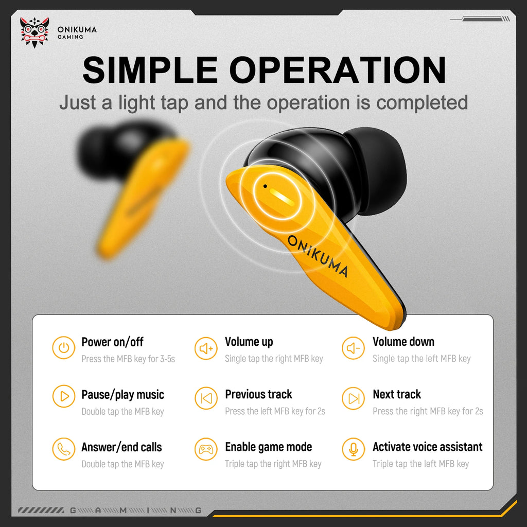 ONIKUMA TX616 TWS Earbuds (2026 New Model) - Mecha Style, 7-Hour Ultra-Long Battery Life, Bluetooth 5.4 Supported
