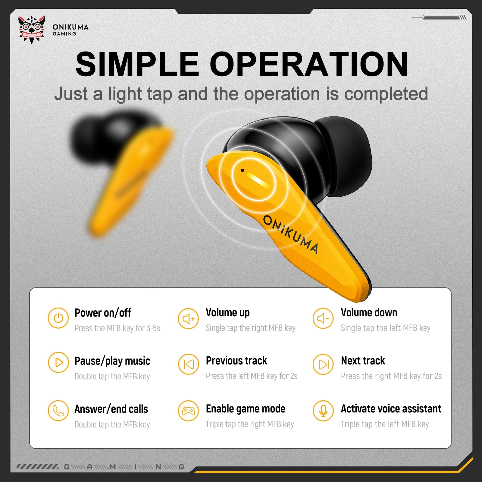 ONIKUMA TX616 TWS Earbuds (2026 New Model) - Mecha Style, 7-Hour Ultra-Long Battery Life, Bluetooth 5.4 Supported