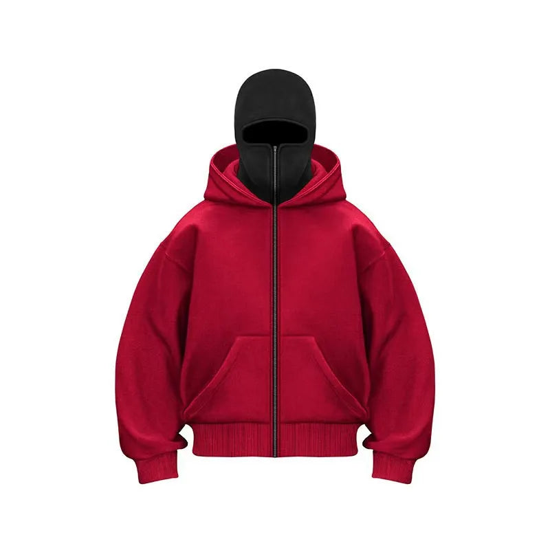 Men's and women's berets - Rock style - Fall/Winter collection - New product - Double-layered hooded sweatshirt - Zipper jacket