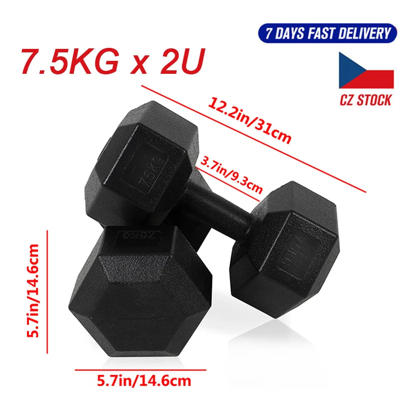5-10kg Hexagonal Dumbbells Set of 2 Workout Weights for Home Gym Fitness
