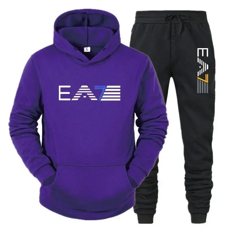 Men's sportswear set, fashionable and casual, autumn and winter men's sportswear+pants two-piece set
