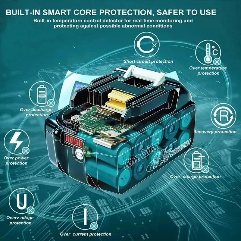 DDF487 Makita 18V 6.0 Rechargeable Lithium Battery with LED Indicator High Capacity for Makita Cordles Power Tool Battery