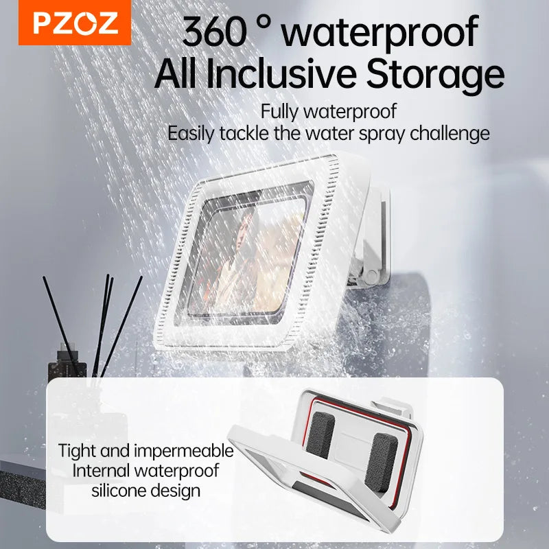 PZOZ Shower Phone Holder On Wall Holder Bracket 6 Inch Rotation Phone Holder Waterproof Storage Box Case For Mobile Phone Holder