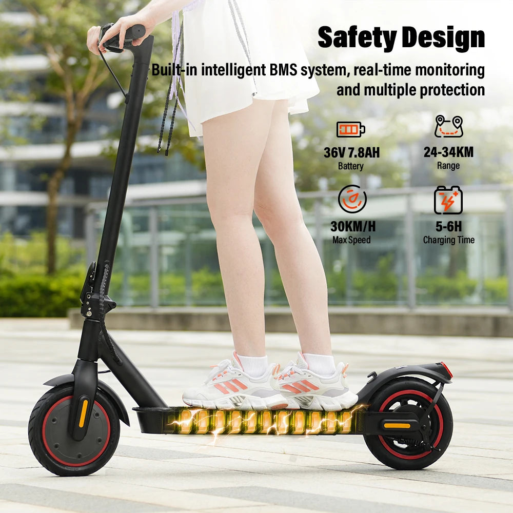 W3 Electric Scooter EU 8.5 Inch 350W Motor 36V Battery 24-34KM Range Rear Drive Pneumatic Tire Commuter Scooter Rear Hub Brake E Brake