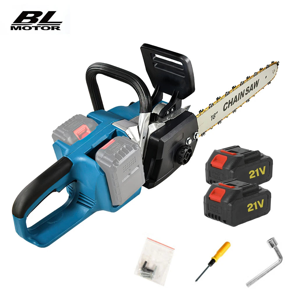 Brushless 16Inch Electric Chainsaw Cordless Pruning Woodworking Power Tool Handheld Garden Cutter For Makita Battery