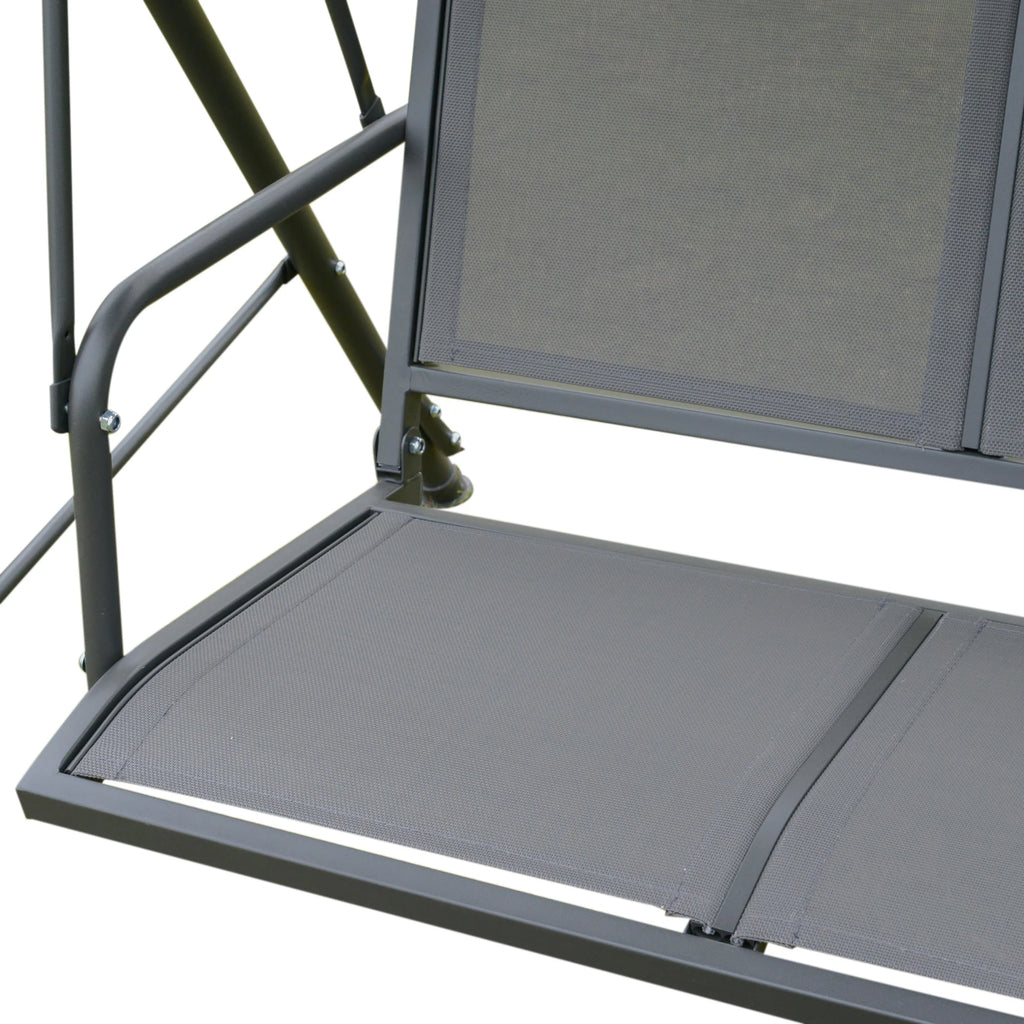 Outsunny 3 seater garden swing with roof sunshade adjustable breathable backrest and steel frame 175x118x159 cm