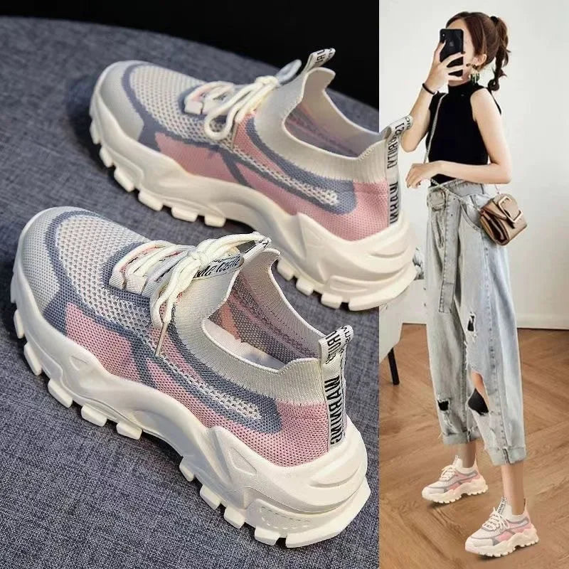 2025 Fashion Cross-border Large Summer Hollowed-out Woven Women's Sports Casual Shoes Light Running Shoes Women's Sports Shoes