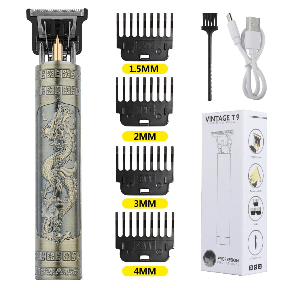 Professional T9 Vintage Hair Trimmer ✂️ – Cordless Electric Clipper for Beard & Precision Trimming