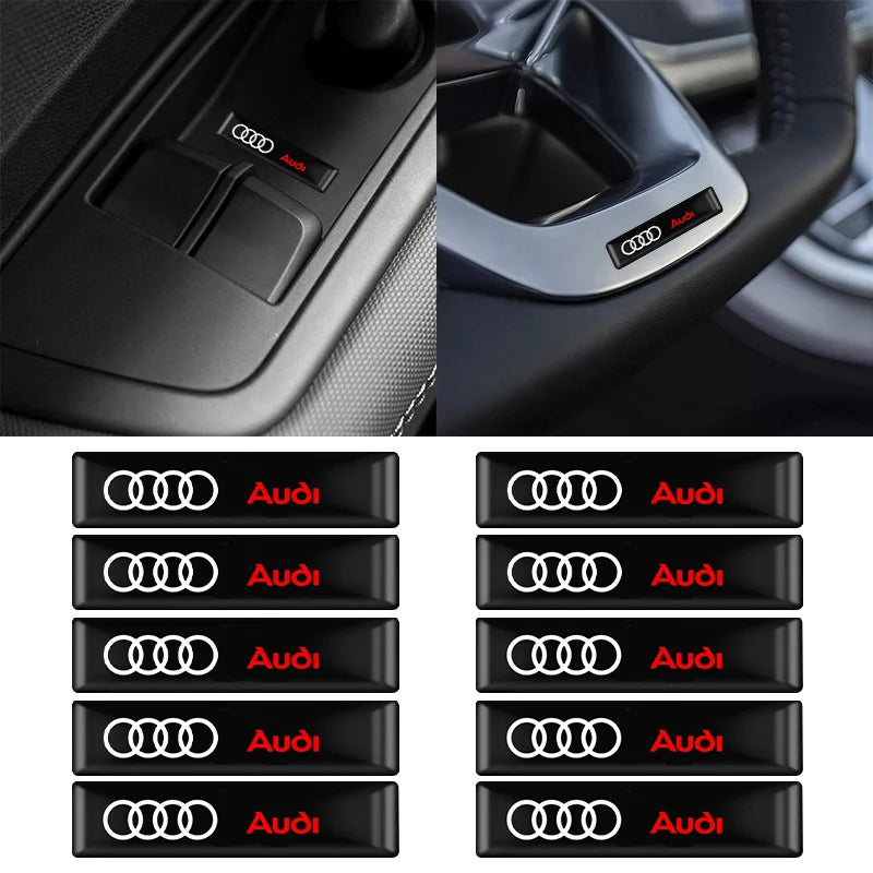 10Pcs Car Styling 3D Epoxy Vinyl Stickers Decals Car Accessories For Audi A6 A3 A4 A5 A6 Q2L Q3 Q5 Q7 Q8 R8 S4 S8 S7 RS5 RS8 RS6