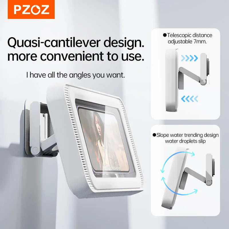 PZOZ Shower Phone Holder On Wall Holder Bracket 6 Inch Rotation Phone Holder Waterproof Storage Box Case For Mobile Phone Holder