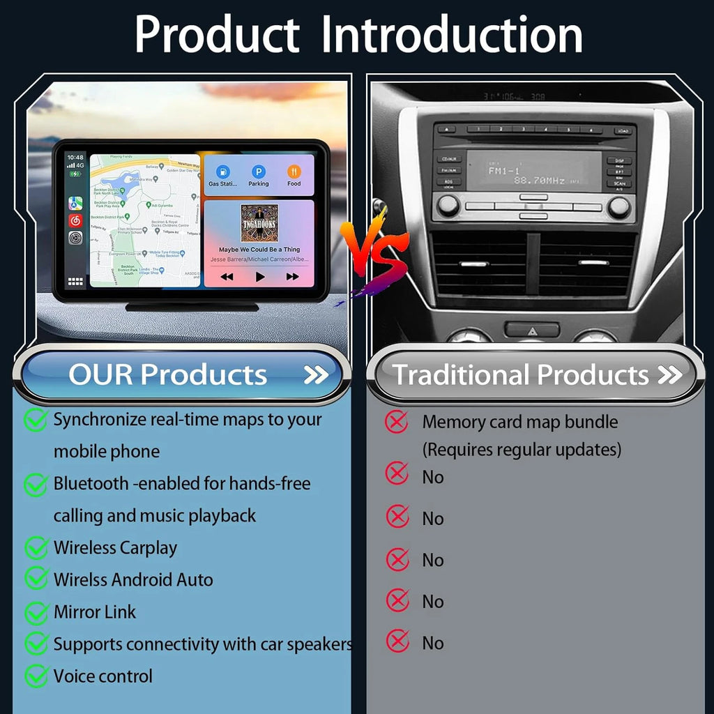 Universal Portable IPS 7inches android auto Apple CarPlay Car Radio Video Mp5 Wireless Carplay Screen for IOS Android