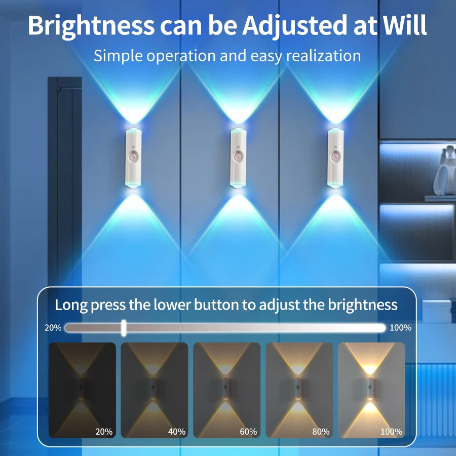 LED Night Light with Motion Sensor Wall Lamp Rechargeable RGB Gradient Ambient Night Lights Magnetic Sunset Lamp Room Decoration