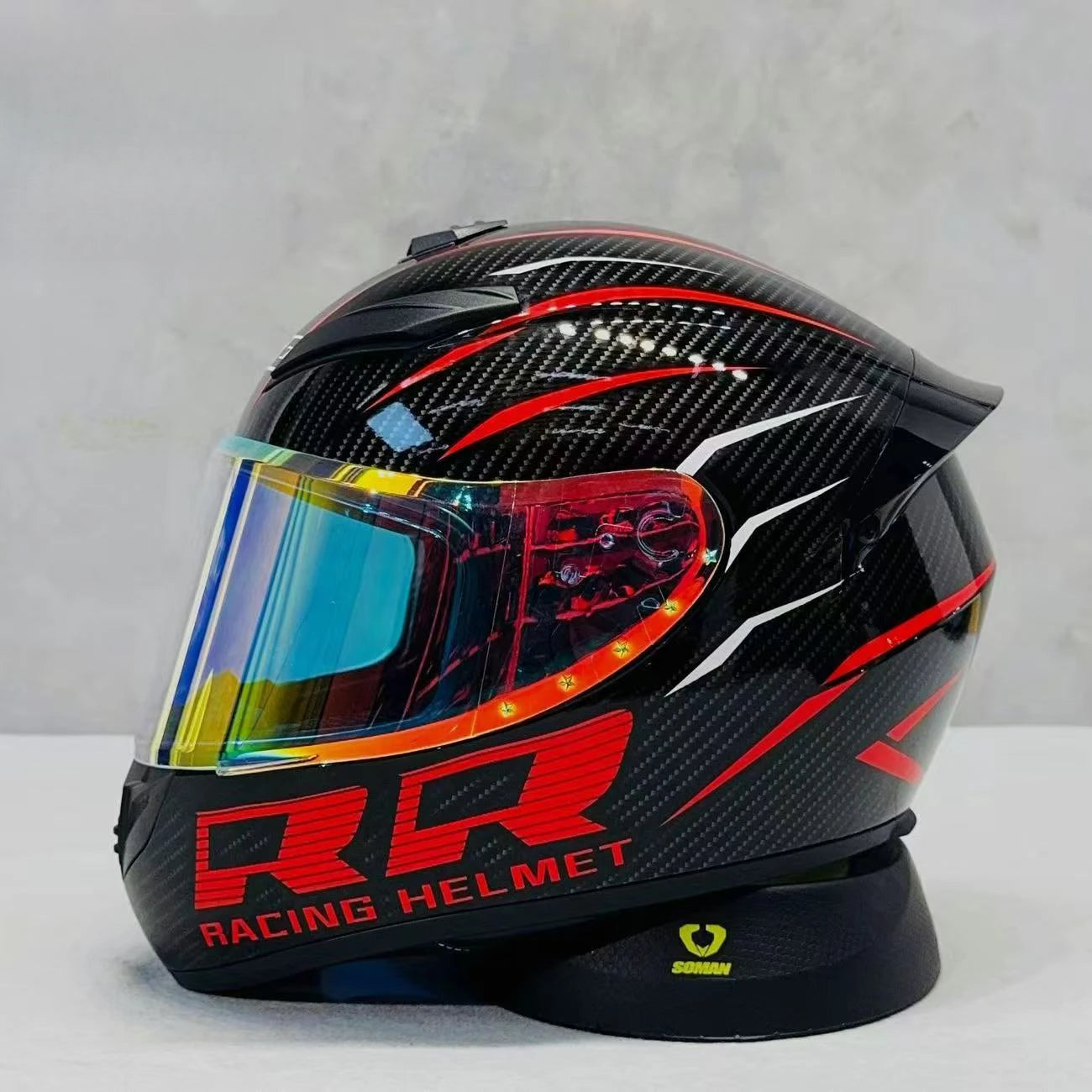 Street Graffiti Style Full Face Motorcycle Helmet Reduces Wind Drag Stabilizing Head at High Speeds for a Less Fatiguing Ride