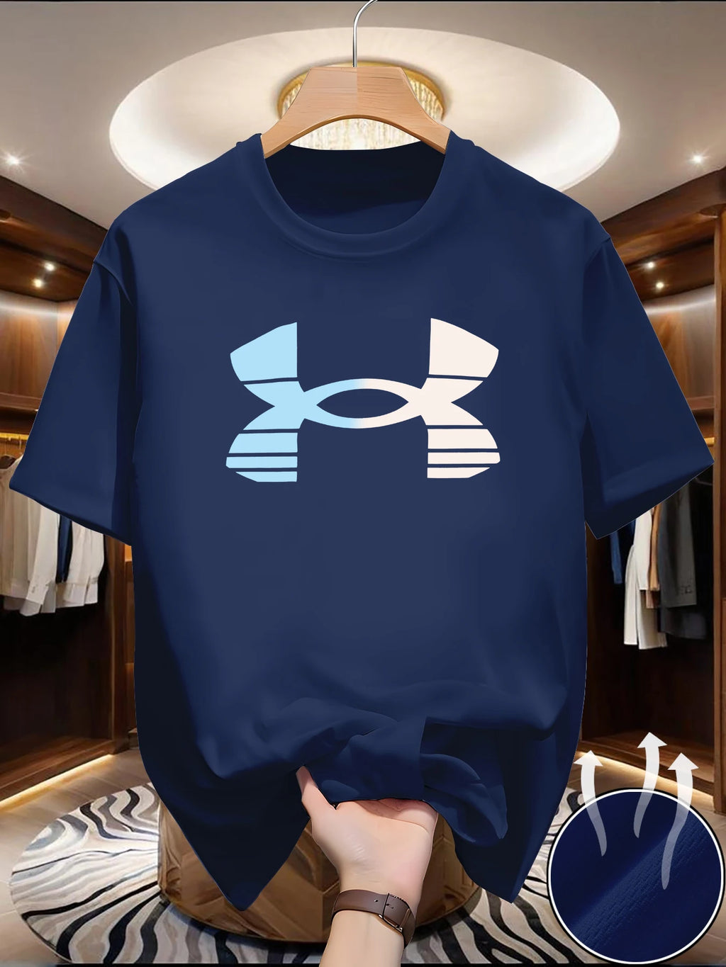 Men's Summer Cotton Breathable T-Shirt Fashion Brand Printed Pattern Long Crew Neck Short Sleeve Casual Tops