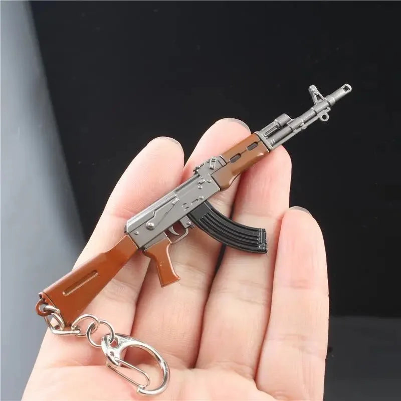 Mini PUBG Gun Keychain – AWM & AK47 Metal Keyring | Gaming Weapon Charm