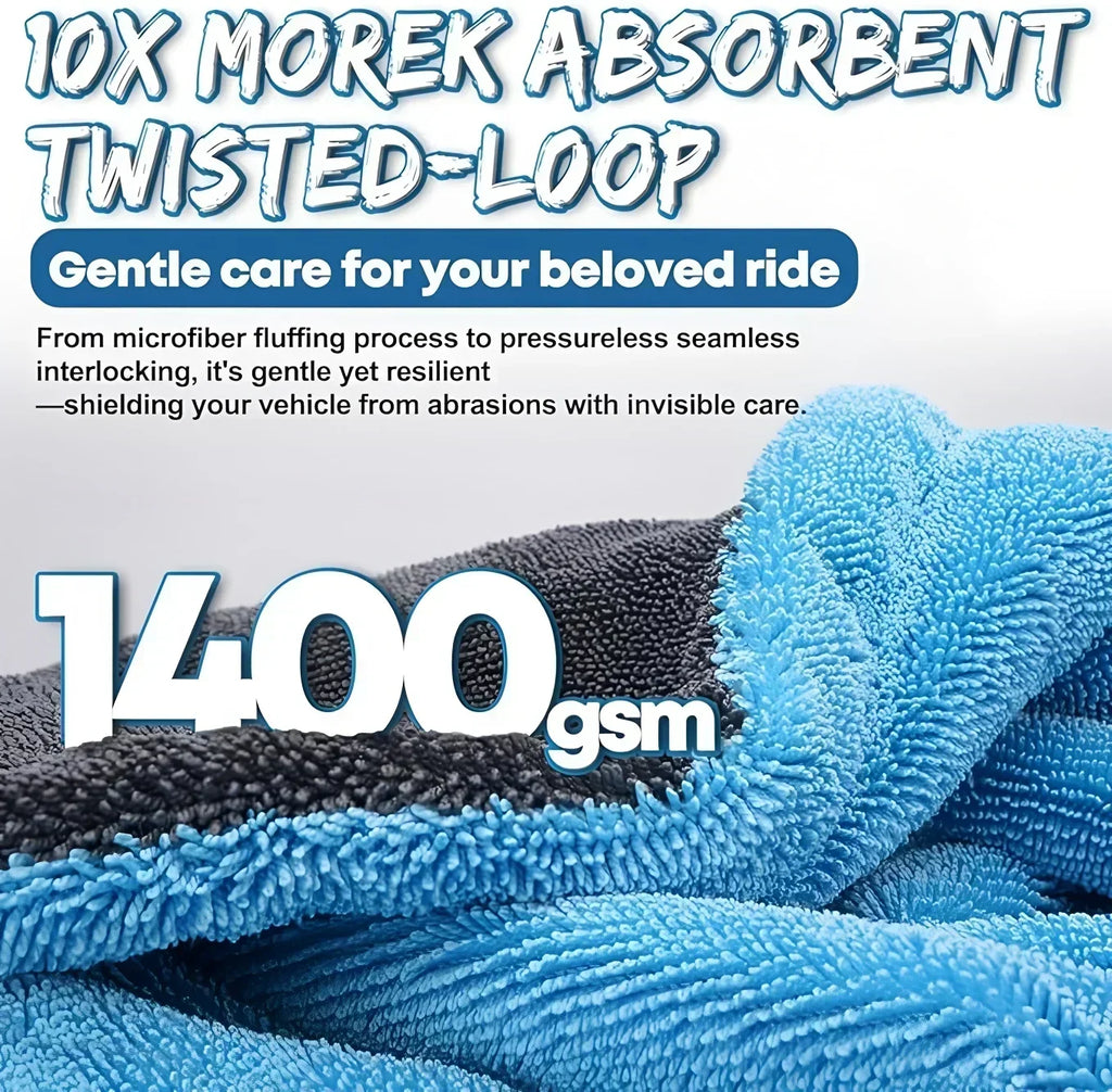 1400GSM Car Cleaning Towel Oversized Car Drying Towel Double-Sided High-Absorbent Microfiber Soft Towel