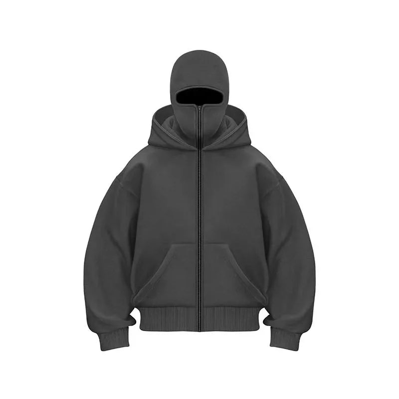 Men's and women's berets - Rock style - Fall/Winter collection - New product - Double-layered hooded sweatshirt - Zipper jacket