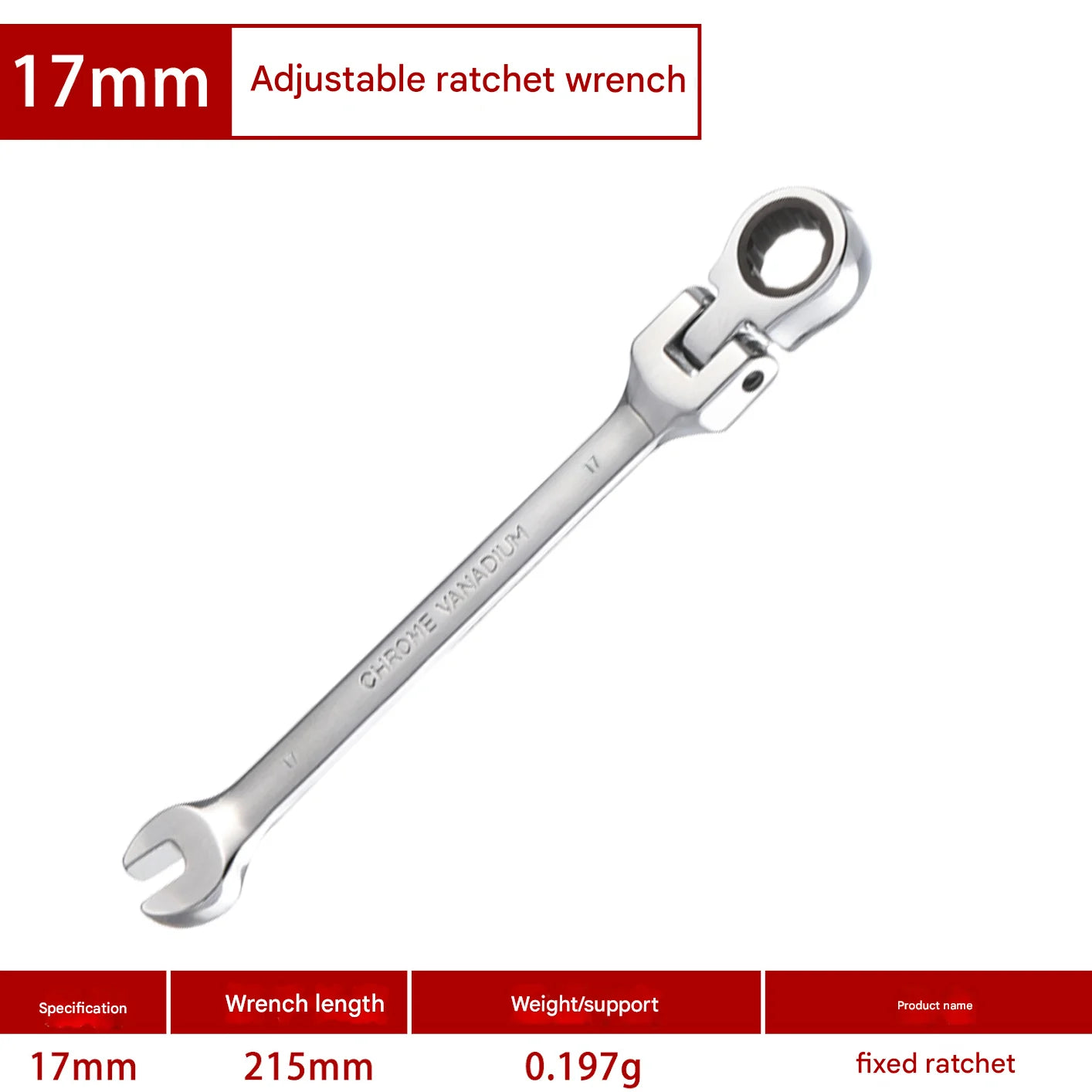 1Pc 72-Tooth Ratchet Wrench Set, Chrome Vanadium Steel, Adjustable Torque for Auto & Heavy-Duty Use