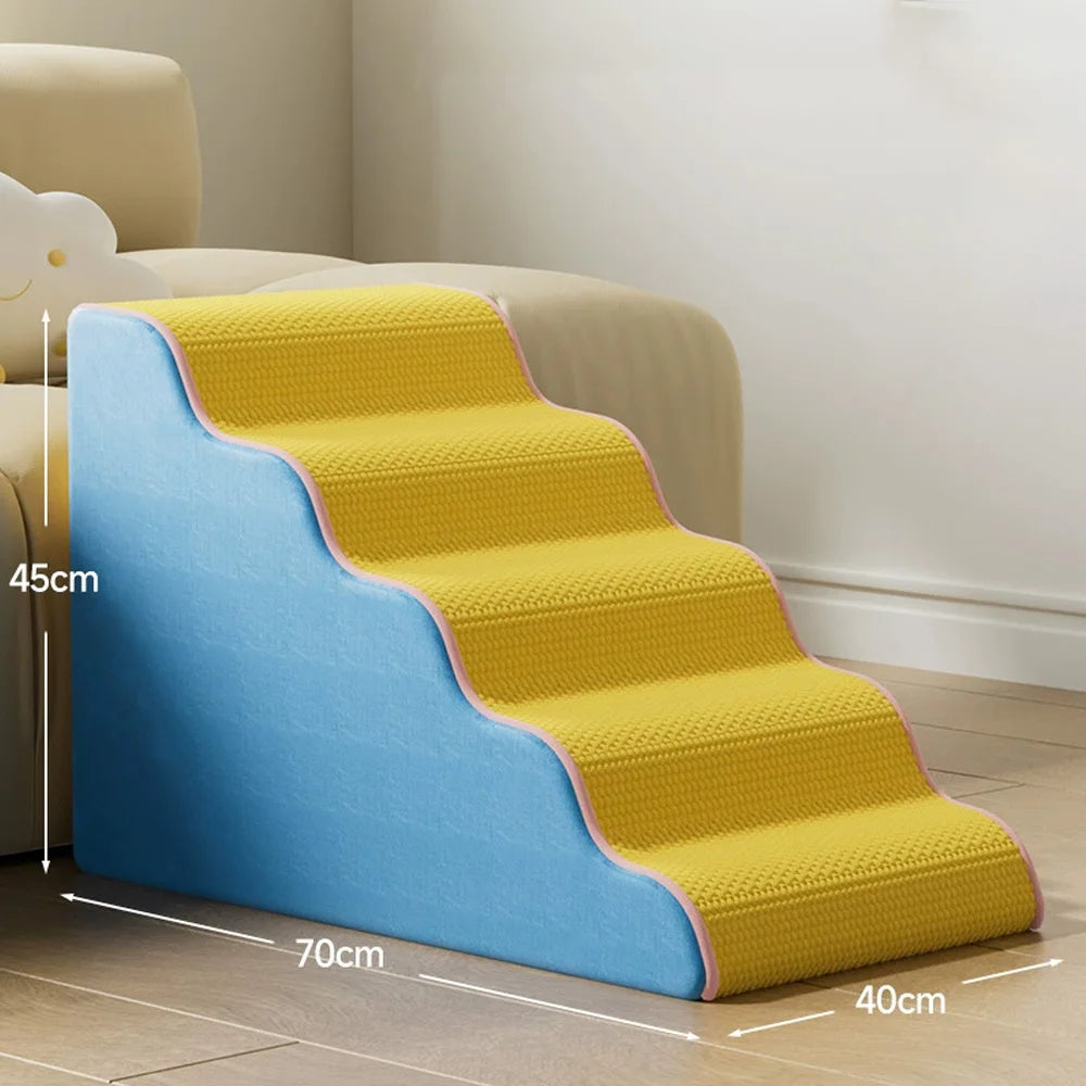 3/4/5 Step Dog Cat Ramp Ladder Pet Stair in Memory Foam Sponge Dogs Sofa Removable Washable Training Pet Ramp Stairs Pet Supplies