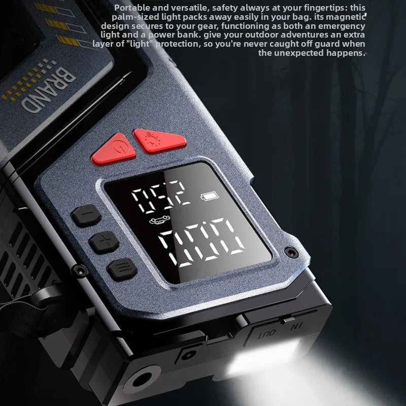 Portable Jump Starter With Air Compressor For 12V Petrol Diesel Car 150 PSI Car Tires Air Pump with LED Lights & Pressure Gauge
