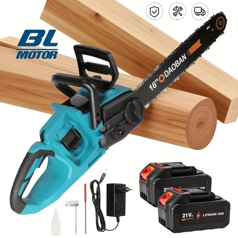 Brushless 16Inch Electric Chainsaw Cordless Pruning Woodworking Power Tool Handheld Garden Cutter For Makita Battery