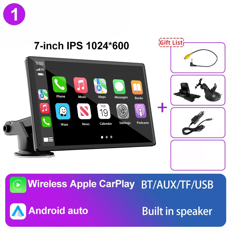 Universal Portable IPS 7inches android auto Apple CarPlay Car Radio Video Mp5 Wireless Carplay Screen for IOS Android