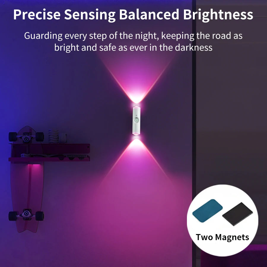 LED Night Light with Motion Sensor Wall Lamp Rechargeable RGB Gradient Ambient Night Lights Magnetic Sunset Lamp Room Decoration