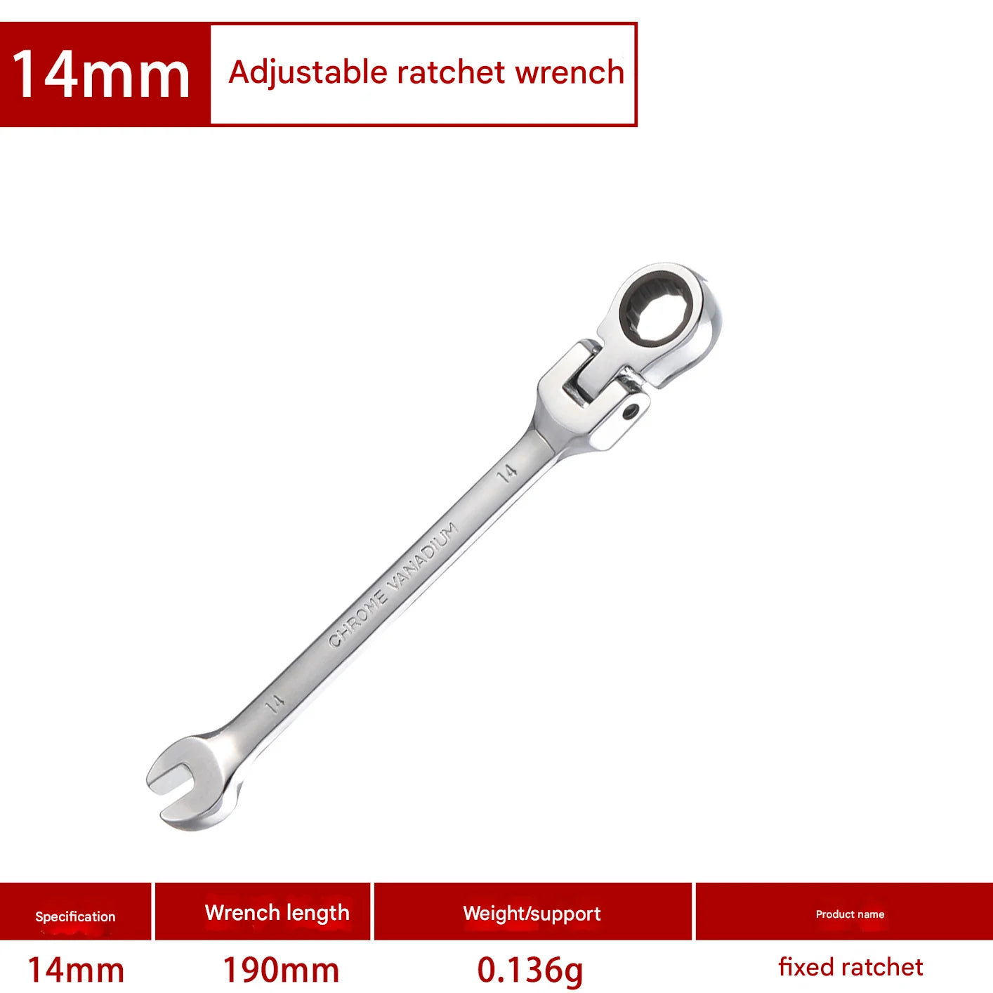 1Pc 72-Tooth Ratchet Wrench Set, Chrome Vanadium Steel, Adjustable Torque for Auto & Heavy-Duty Use