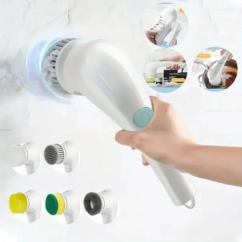 Homefish Five in One Multifunctional Electric Cleaning Brush for Bathroom Washing and Kitchen Cleaning Tools