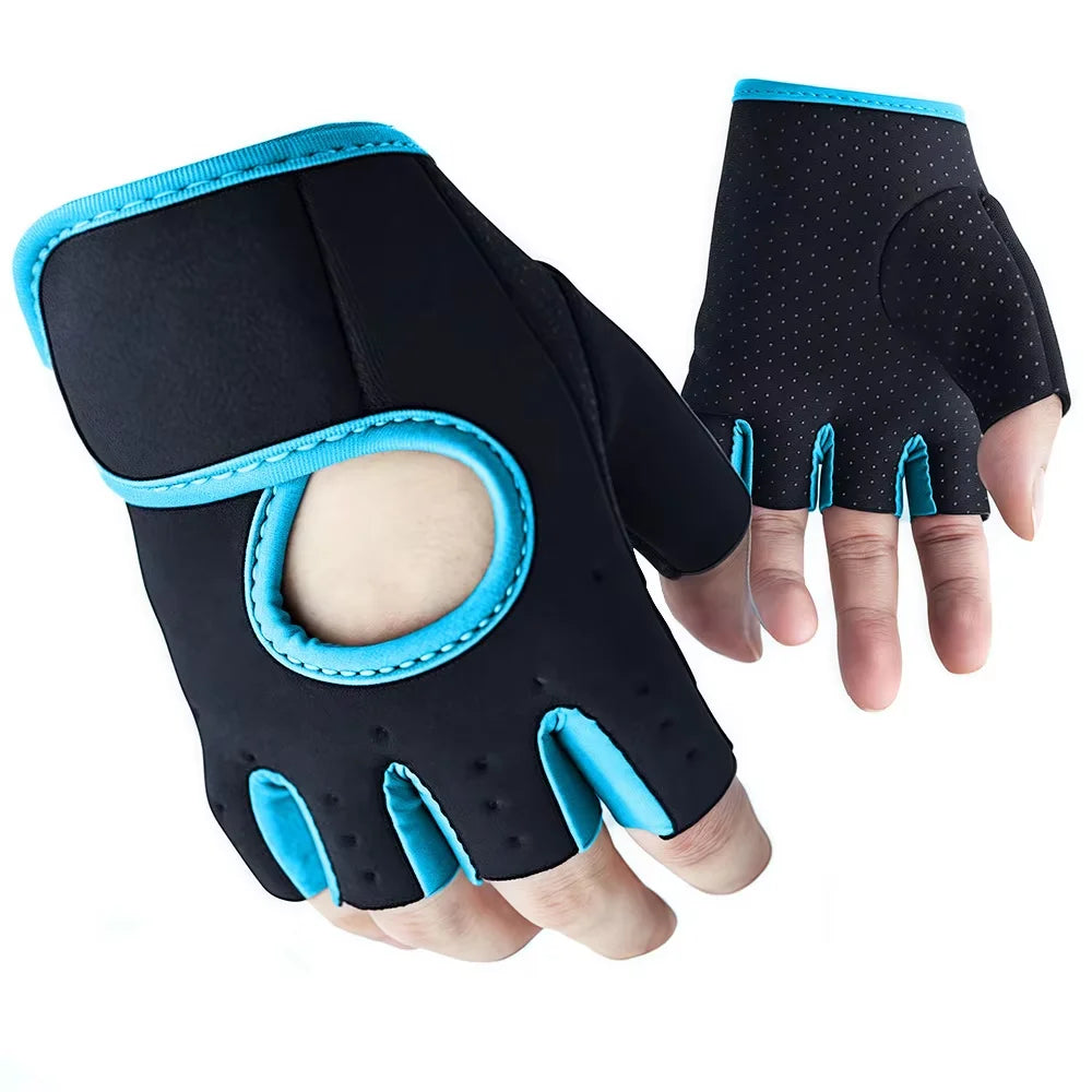 1 Pair Unisex Adjustable Sports Gloves For Autumn And Winter with Anti-slip Silicone Dots for Weightlifting Cycling Squat