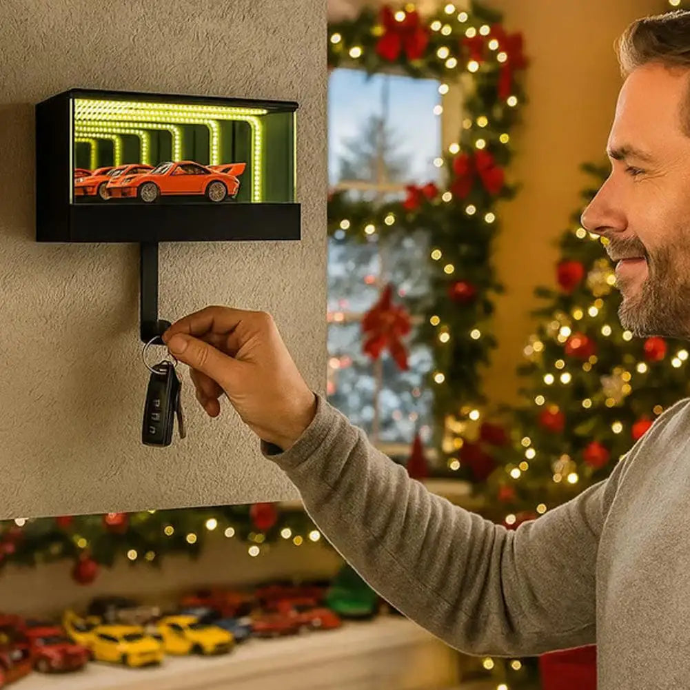 LED Light Up Key Storage Dreamy Warm White Christmas Decor Unique Car Accessory Gift Luminous Infinity Mirror Garage Key Holder