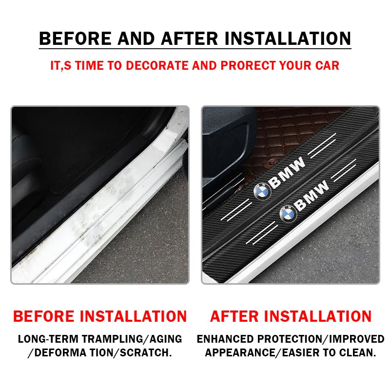 Car Threshold Protective Film Anti Scratch Stickers Rear Bumper Guard For BMW M M3 M5 M6 X3 E46 E36 E90 F30 G20 E34 Accessories