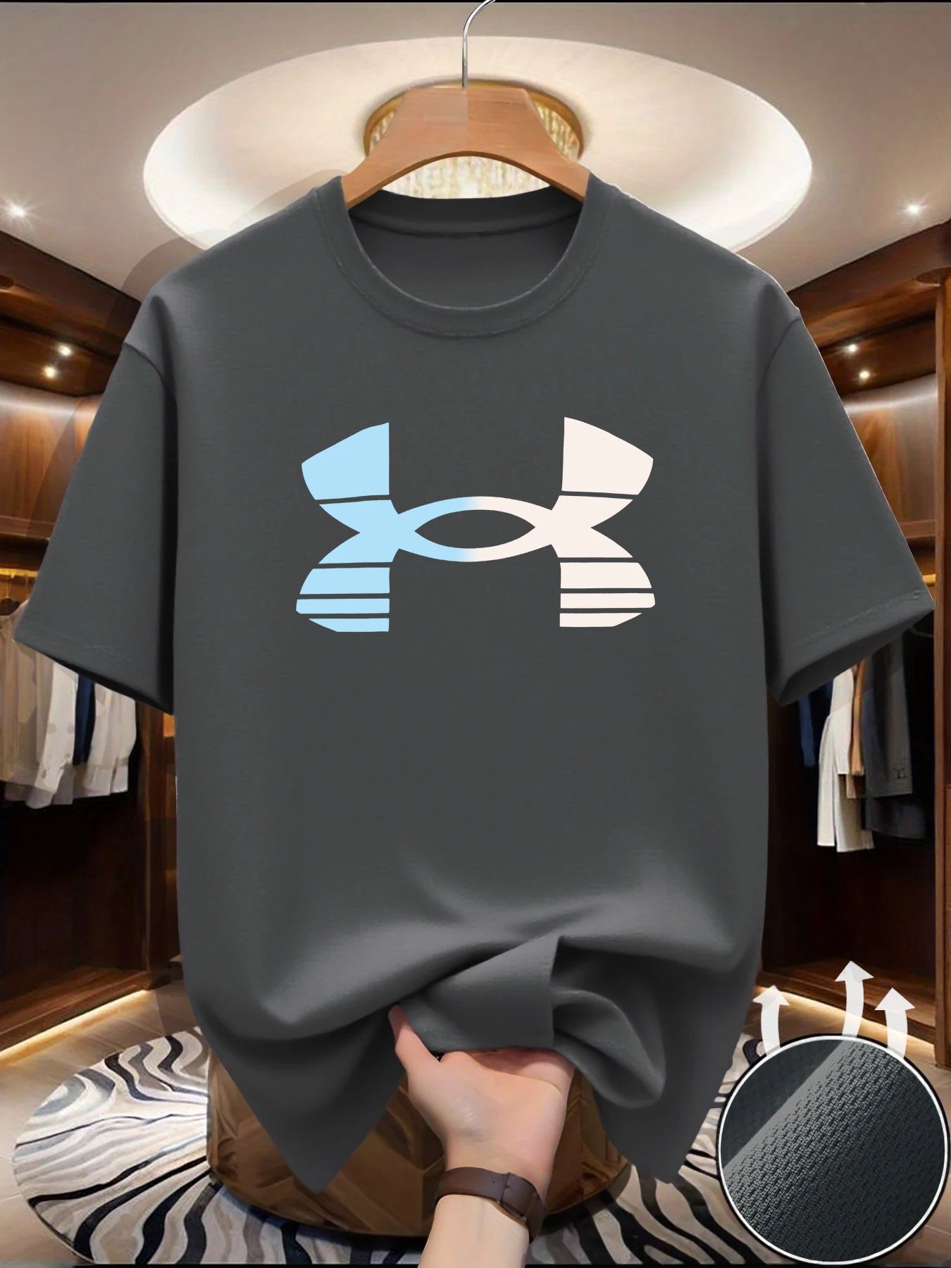 Men's Summer Cotton Breathable T-Shirt Fashion Brand Printed Pattern Long Crew Neck Short Sleeve Casual Tops