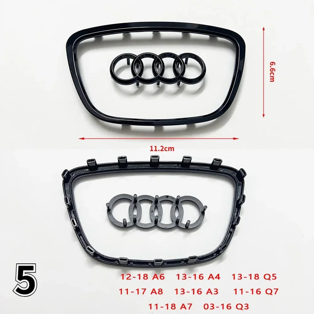 Automobile Steering Wheel Logo Bright Frame Strip Electroplated Car Logo Sticker For Audi A3 A4 B8 8P B9 8V A5 A6 C7 A7 Q3 Q5 Q7
