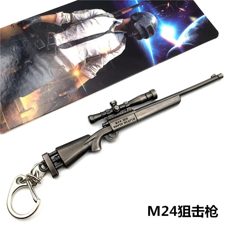 Mini PUBG Gun Keychain – AWM & AK47 Metal Keyring | Gaming Weapon Charm